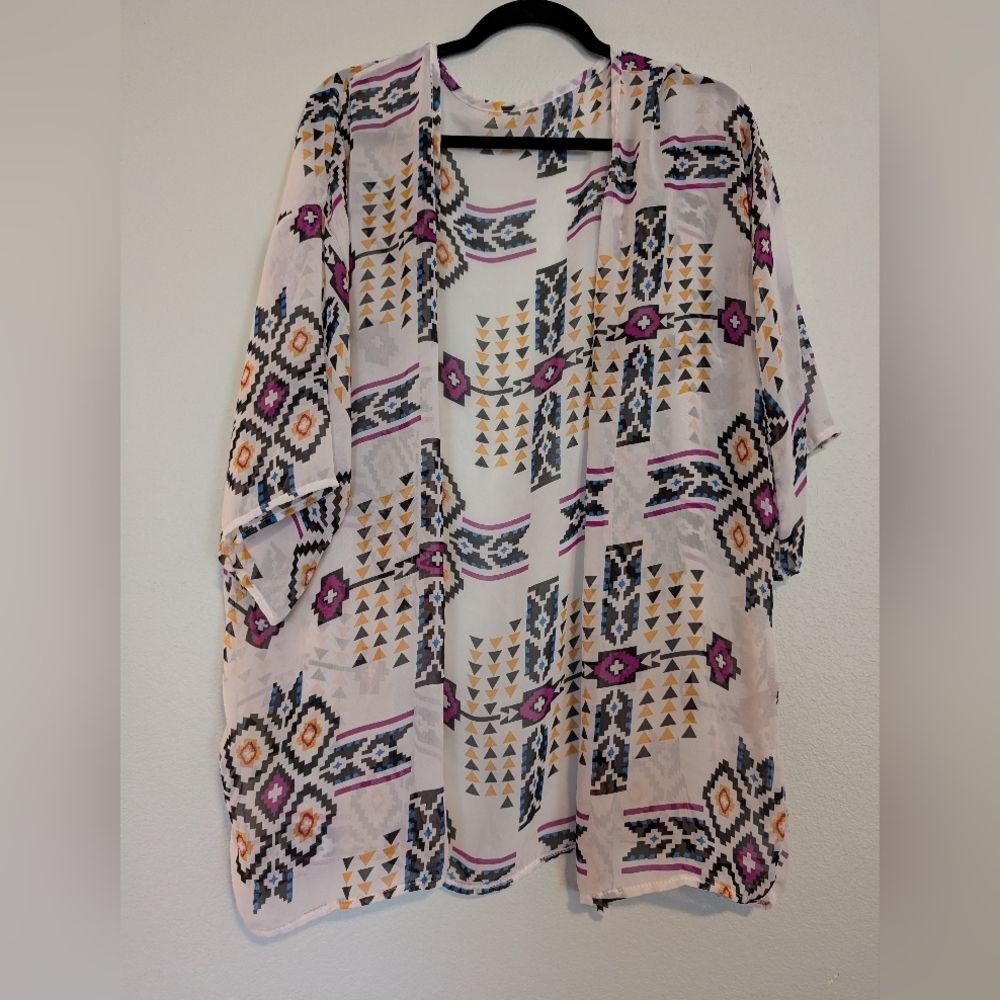Sheer patterned XL Kimono cardigan